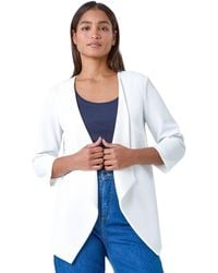 Roman - 3/4 Sleeve Lace Back Waterfall Jacket - Lyst