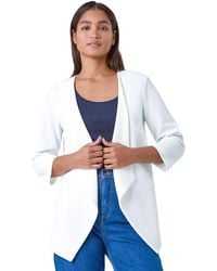 Roman - 3/4 Sleeve Lace Back Waterfall Jacket - Lyst
