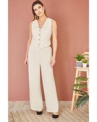 Yumi' - Sustainable Cotton And Ramie Wide Leg Trousers - Lyst
