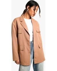 Boohoo - Woven Slouchy Oversized Pocket Blazer - Lyst