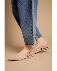 Oasis - Binx Faux Suede Slingback Pointed Flat Shoes - Lyst