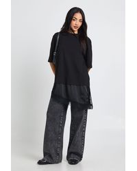 Boohoo - Contrast Lace Satin Underlayer T-Shirt - Lyst