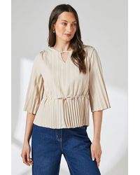 PRINCIPLES - Pleated Drawstring Waist Crepe Top - Lyst