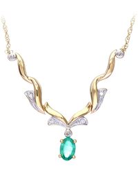 DIAMANT L'ÉTERNEL - 9ct Geelgouden Ketting Met Diamanten En Smaragd - Lyst