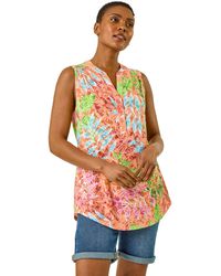 Roman - Burnout Leaf Print Vest Top - Lyst