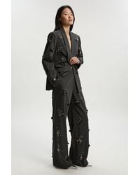 Karen Millen - Petite Cluster Sequin & Crystal Embellished Tailored Wide Leg Trouser - Lyst