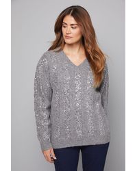 Wallis - Sequin Cable Knit Jumper - Lyst