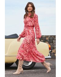Sosandar - Paisley Print Belted Midi Shirt Dress - Lyst