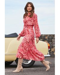 Sosandar - Paisley Print Belted Midi Shirt Dress - Lyst