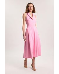 Karen Millen - Compact Stretch Seam Detail Tailored Full Skirted Midi Dress - Lyst