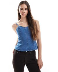 ASOS - Cinched Waist Denim Peplum Top Co-Ord - Lyst
