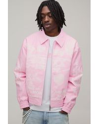 BoohooMAN - Boxy Fit Pu Printed Graphic Varsity Jacket - Lyst