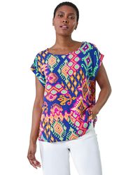 Roman - Aztec Print Short Sleeve Top - Lyst