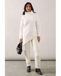 Wallis - Petite Plain Asymmetric Roll Neck Jumper - Lyst