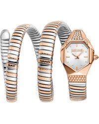 Just Cavalli - Snake Watch, Rose Color Case, Dial, Two Tone & Stainless Steel Bracelet - Lyst