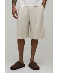 BoohooMAN - Relaxed Fit Half & Waist Linen Blend Jort - Lyst