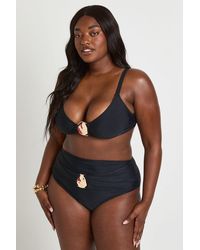 Boohoo - Plus Trim Triangle Bikini & High Waist Brief Set - Lyst