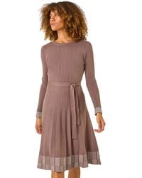 Roman - Ribbed Stretch Knit Border Print Dress - Lyst
