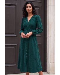 Roman - Corduroy Button Through Midi Dress - Lyst