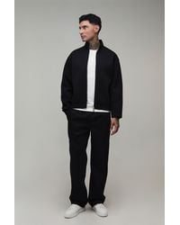 BoohooMAN - Tall Oversized Boxy Funnel Neck Zip Through Scuba Sweatshirt And Straight Leg Tracksuit - Lyst