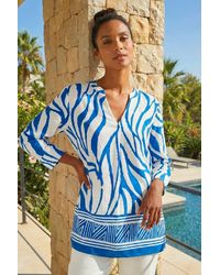 Roman - Abstract Print Border Pleat Top - Lyst