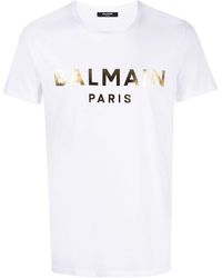 Balmain - Paris Foil Logo T-Shirt Cotton - Lyst