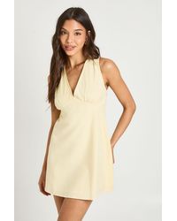 Boohoo - Linen Bust Detail Shift Dress - Lyst