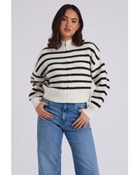 Urban Bliss - Stripe Zip Ribbed Cardigan - Lyst