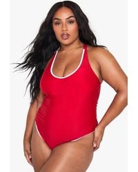 Boohoo - Plus Contrast Binding Bathing Suit - Lyst