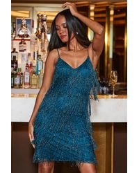 Sosandar - Premium Embellished Fringe Tassel Shift Dress - Lyst