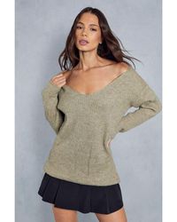MissPap - Knitted Off The Shoulder Oversized Jumper - Lyst