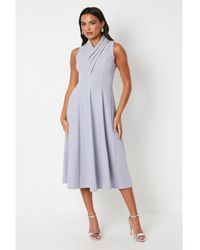 Coast - Crepe Pleat Collar Full Skirt Midi Dress - Lyst