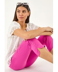 Roman - Stud Hem Stretch Trousers - Lyst