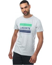 Lacoste - Stylized Logo Print Organic Cotton T-shirt In Grijs - Lyst