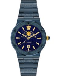 Versace - Greca Logo Maanfase Blauwe Horloge Ve7G00423 - Lyst