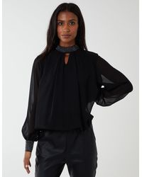 Blue Vanilla - Diamante Collar & Cuff Puffball Top - Lyst