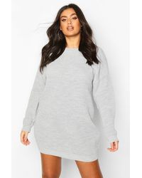 Boohoo - Plus Crew Neck Jumper Dress - Lyst