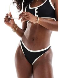 Kaiia - Exclusive Contrast Trim High Leg Bikini Briefs Co-Ord - Lyst