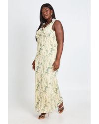 Boohoo - Plus Floral Chiffon Ruffle Detail Maxi Slip Dress - Lyst