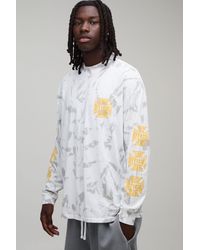 BoohooMAN - Oversized Tie Dye Official Print Long Sleeve T-Shirt - Lyst