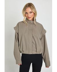 Boohoo - Petite Shoulder Detail Funnel Neck Jacket - Lyst