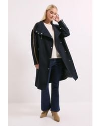 PRINCIPLES - Funnel Neck Zip Detail Colourblock Longline Coat - Lyst