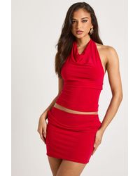 Boohoo - Slinky Cowl Neck Halter Top - Lyst