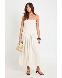 Boohoo - Premium Linen Bandeau Midaxi Dress - Lyst