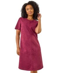 Roman - Petite Premium Stretch Suede Shift Dress - Lyst