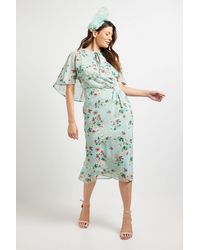 Wallis - Cape Sleeve Ruched Midi Dress - Lyst
