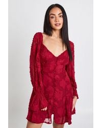 Boohoo - Burnout Floral Godet Hem Mini Dress - Lyst