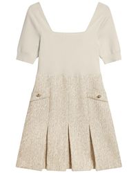 Ted Baker - Vulpad Knit Bodice Boucle Ivory Mini Dress - Lyst