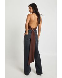 Boohoo - Sculpting Matte Slinky Cinched Waist Halterneck Top - Lyst
