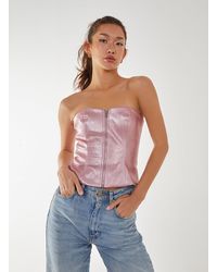 Pink Vanilla - Snake Pu Lace Up Corset Top - Lyst